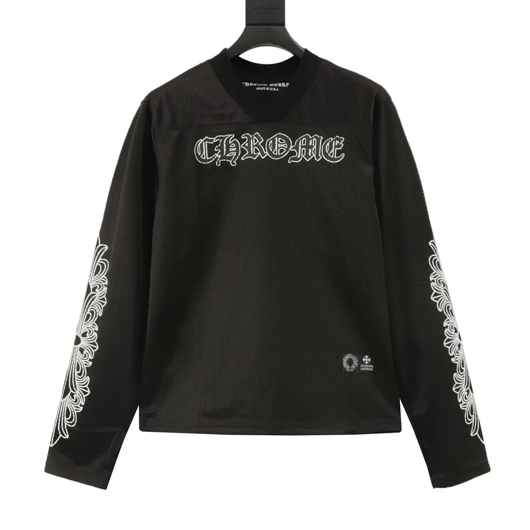 P190 model number Y668 Chrome Hearts Chrome Hearts 25FW Sanskrit mesh double-layer ice hockey jersey long-sleeved T-shirt. Printed using direct injection imported machines. Hardware accessories are all ground and customized. Correct configuration of 2025 Chrome Hearts authentic packaging. 300 grams of custom-made dyed mesh. Large version, loose and stylish. Differentiated from the low version, slim and long version, upper body and hips. Correct high-density main mark, washed tag, hand-sewn. Size: S-XL